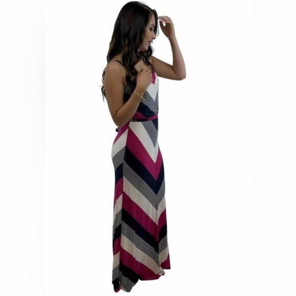 SALE Neiman Marcus Multicolored Striped Maxi Dress - Picture 5 of 16